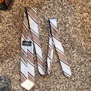 Club International Silk Brown & Light Blue Striped Tie
